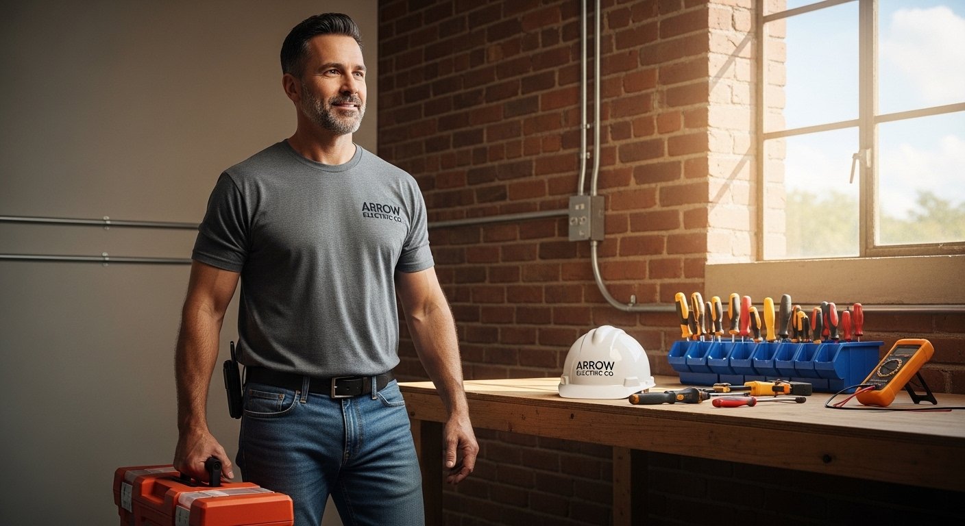 Electrician performing outlet repair